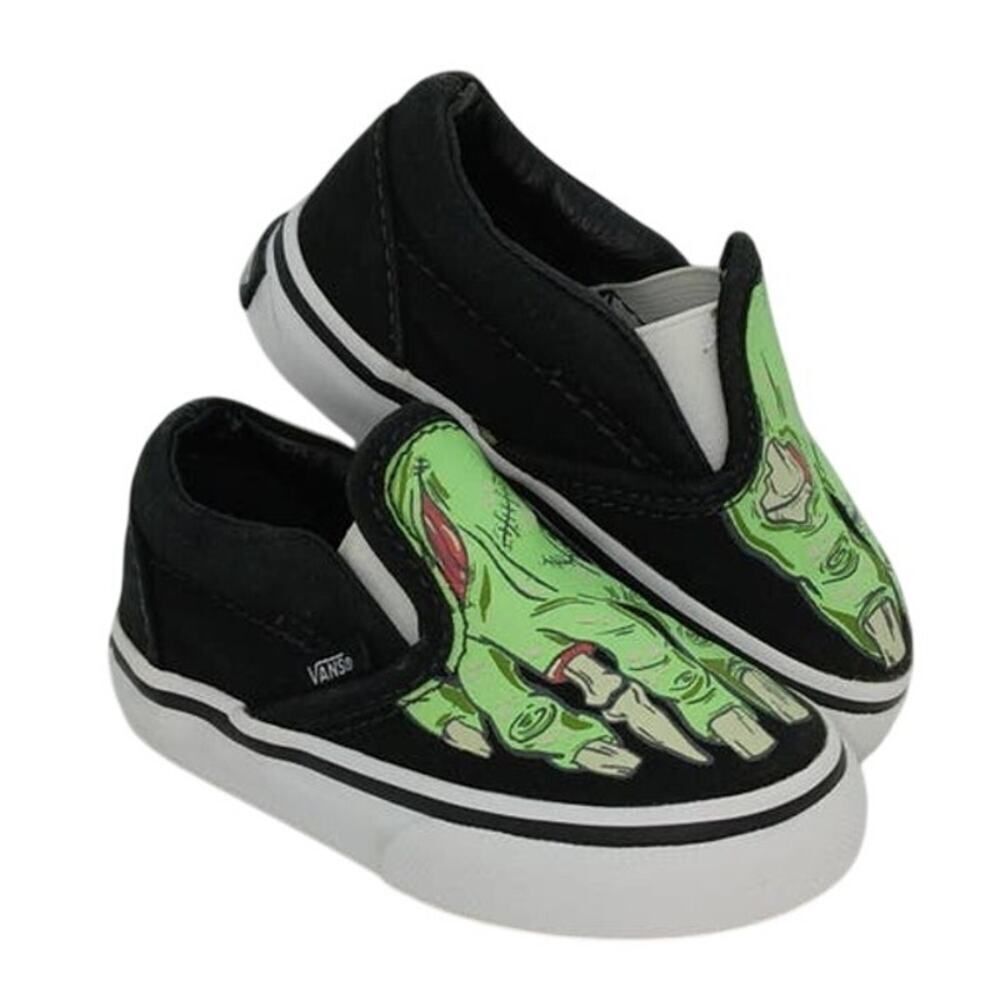 VANS MONSTER FEET Rare Toddlers Black & Green Sneakers - Size: 4 1/2T